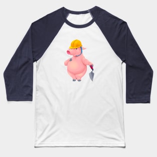 Bricklayer pig with tool Baseball T-Shirt